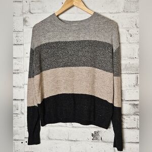 H&M Color Block Knit Sweater Gray Black Crew Neck Size S